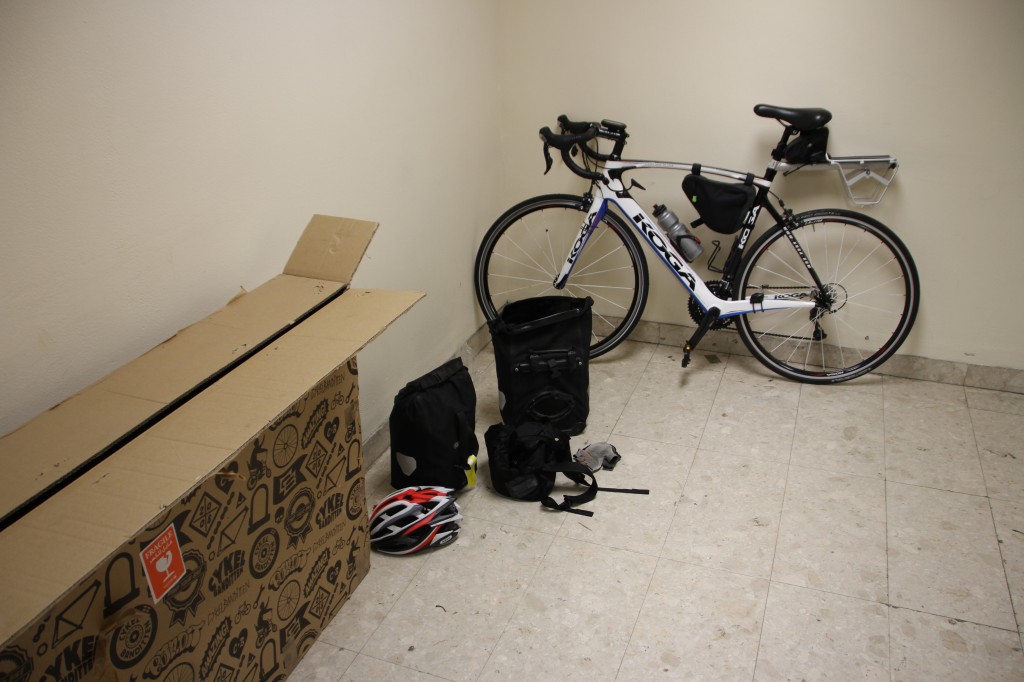 Assembling the bike at Colombo Int'l Airport.